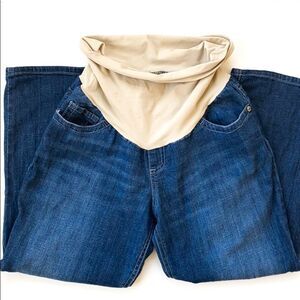 Indigo Blue Maternity Jeans Size L Dark Wash Denim Belly Panel